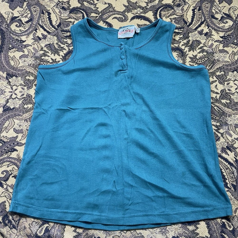 Vtg International Sportswear Extra Touch Green Tank Top Shirt Woman's Size 2X